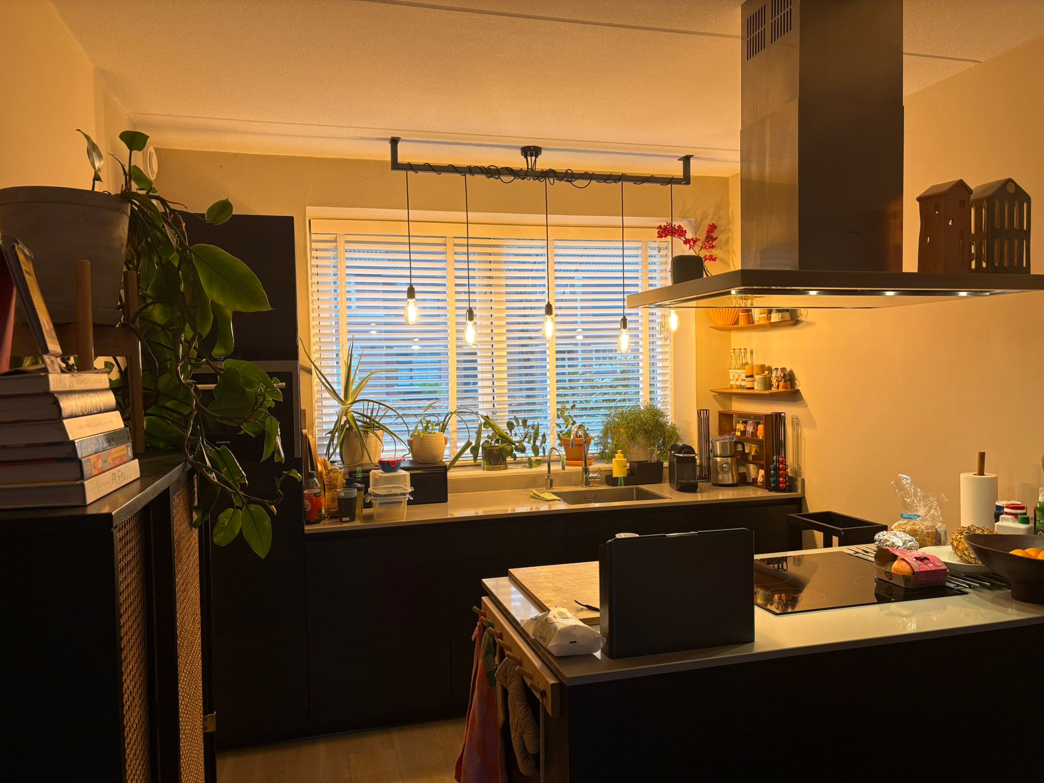 Overzicht van de georganiseerde keuken bij Nadia in Apeldoorn